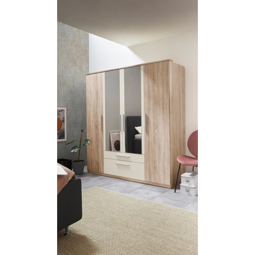 Kleiderschrank PRIESS, weiß (struktureichefarben hell, weiß), B:185cm H:195cm T:54cm, Holzwerkstoff, Schränke, in 3 Breiten