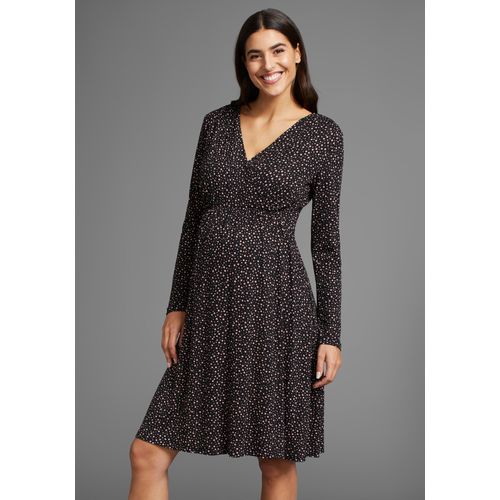 Neun Monate Umstandskleid », Für Schwangerschaft und Stillzeit«, Stillkleid in fliessender Form und mit Punktemuster