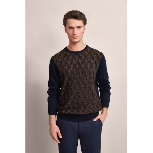 Strickpullover BUGATTI Gr. M, braun (cognac) Herren Pullover mit 2-farbigem Rautenmuster