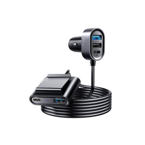 Auto-Ladegerät KFZ-Ladegerät 2x USB-C Typ-C PD + 2xQC3.0 75W 1,5m schwarz