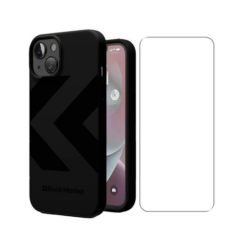 Back Market Hülle iPhone 14 und schutzfolie - Recycelter Kunststoff - Schwarz (Chevron)