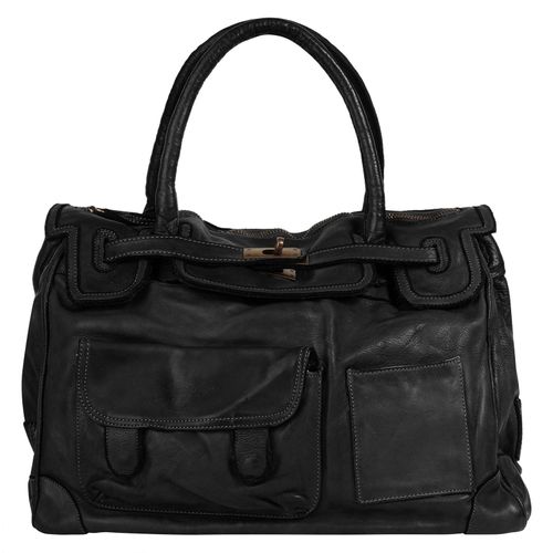 Shopper SAMANTHA LOOK Gr. B/H/T: 41cm x 29cm x 16cm onesize, schwarz Damen Taschen echt Leder, Made in Italy