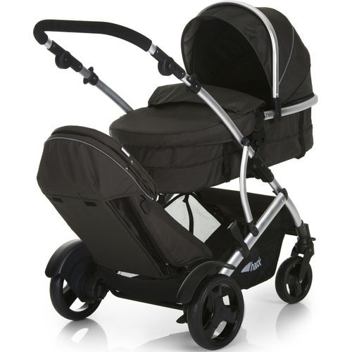 Geschwisterwagen HAUCK "Duett 2 black" schwarz Baby Kinderwagen mit Regenschutz,