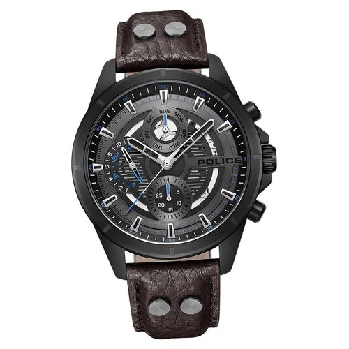 Police Leder Herren Uhr Chronograph Armband dunkelbraun Police Malawi D2UPOF0004602