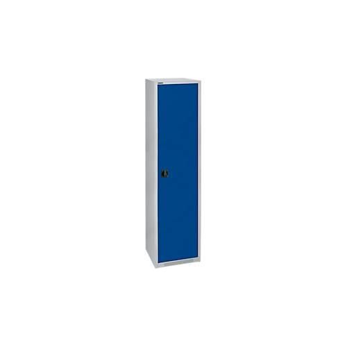 Schäfer Shop Genius Flügeltürenschrank FS, Stahl, mit Belüftungslöchern, B 545 x T 520 x H 1950 mm, 5 OH, Weißalu/Enzianblau, bis 250 kg