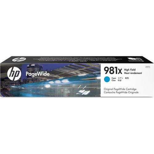 Original HP PageWide Enterprise Color 556 xh (L0R09A / 981X) Druckerpatrone Cyan