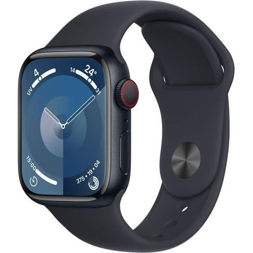 Apple Watch Series 9 (2023) GPS 45 mm - Aluminium Mitternacht - Sportarmband Schwarz