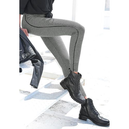 Leggings LASCANA, Damen, Gr. 44/46, N-Gr, schwarz-weiß (schwarz, weiß), Strick, Obermaterial: 67% Polyester, 31% Viskose, 2% Elasthan, gemustert, casual, figurbetont lang, Hosen, mit Pepita Muster