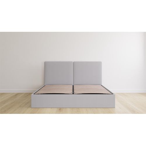 Emma Premium Stauraumbett 160x200 V2 | hellgrau | klassisches Kopfteil Image