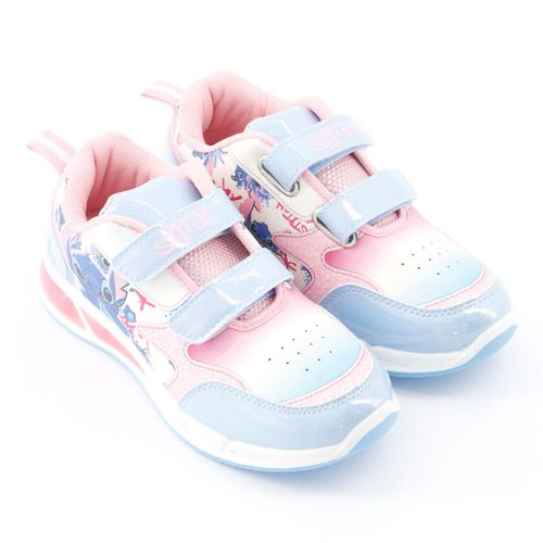 Rosa-blaue Sneaker mit Stitch-Motiven