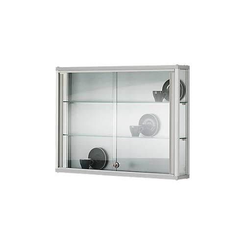 Wandvitrine, einhängend, 2 verstellbare Glasböden, abschließbare Schiebetüren, ESG-Sicherheitsglas, B 1000 x T 200 x H 800 mm