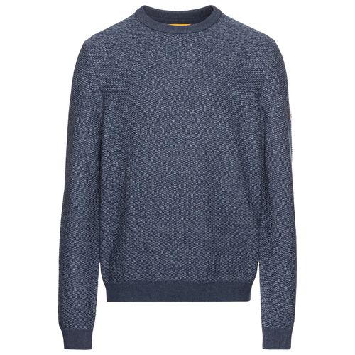 Rundhalspullover CAMEL ACTIVE, Herren, Gr. XXXL, blau (denim blau), Obermaterial: 70% Baumwolle, 30% Polyacryl, meliert, casual, regular fit taillenbedeckt, Rundhals, Langarm Bündchen, Pullover, mit Melange Optik