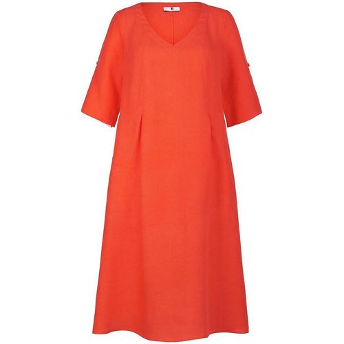 Kleid 3/4-Arm aus 100% Leinen Anna Aura rot