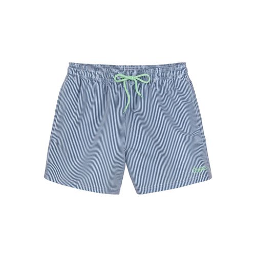 Badeshorts BUFFALO Gr. M (50), N-Gr, blau (blau, weiß) Herren Badehosen in feinem Streifenlook