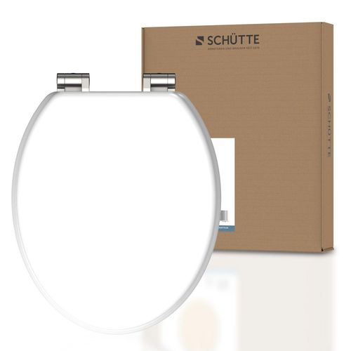 SCHÜTTE MDF WC Sitz WHITE, Toilettendeckel mit Absenkautomatik und Holzkern, Toilettensitz