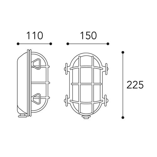 Wandlampe Tortuga 200.21, oval, nickel/opal