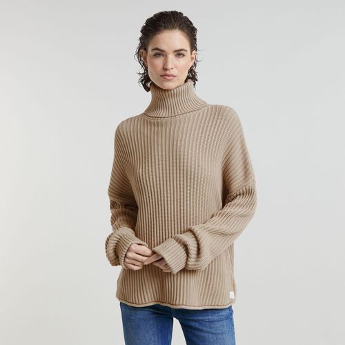 Loose Turtle Knitted Pullover - Beige - Damen