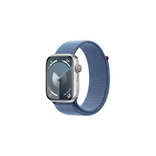 Apple Watch Series 9 45mm GPS + Cellular Aluminiumgehäuse silber mit Sport Loop winterblau