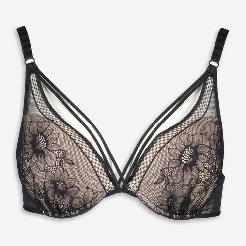 Schwarzer Push-up-BH mit Spitze und Mesh