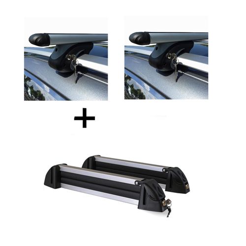 Relingträger VDP XL 135 + Skiträger / Snowboardträger / Skihalter Alu 4 Paar Ski kompatibel mit Volvo XC90 ab 02