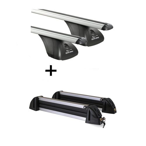 Dachträger VDP + Skiträger / Snowboardträger / Skihalter Alu 4 Paar Ski kompatibel mit Mercedes CLS 4 Türer 2010-2018