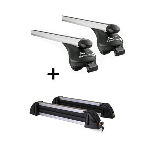Relingträger Quick L + Skiträger / Snowboardträger / Skihalter Alu 4 Paar Ski kompatibel mit Volvo XC90 ab 2015