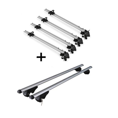 4x Fahrradträger Bike Pro + Relingträger Rio 135 kompatibel mit für Mercedes Vaneo W414 2002-2005