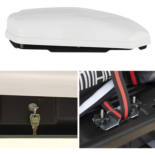 Dachbox VDP Satellite 330 + Dachträger VDP Delta kompatibel mit Kia Rio (YB) Hatchback (5 Türer) ab 2017