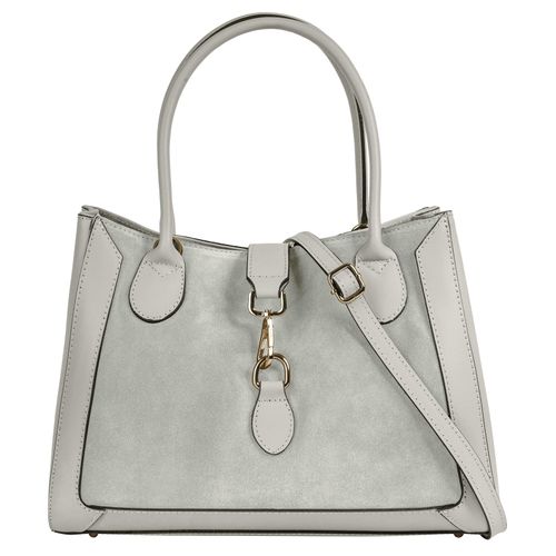 Shopper SAMANTHA LOOK, Damen, Gr. B/H/T: 34cm x 27cm x 15cm onesize, grau, Leder, clean, Taschen, echt Leder, Made in Italy