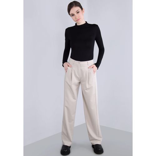 Bundfaltenhose IMPERIAL, Damen, Gr. L (40), N-Gr, beige (mastice), Web, Obermaterial: 72% Polyester, 23% Viskose, 5% Elasthan, unifarben, feminin, lässig geschnitten, Hosen, mit weitem Bein