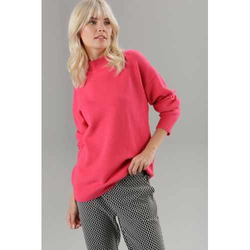 Strickpullover ANISTON SELECTED Gr. 38, pink Damen Pullover mit feinem Perlfangmuster