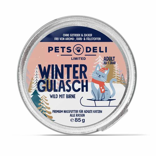 Nassfutter Limited Edition Winter Gulasch Wild mit Birne für Katzen - 12x85g