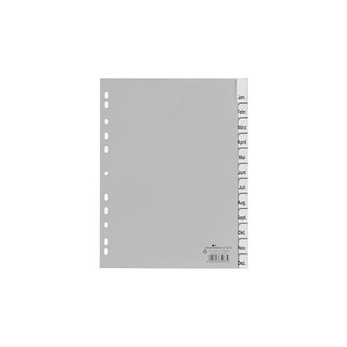 Durable PP-Register mit Wechseltaben, Kalender/Zahlen Jan.-Dez./1-12, grau