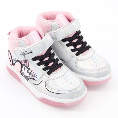 Silberfarbene-rosa High-Top Sneaker mit LED-Leuchten