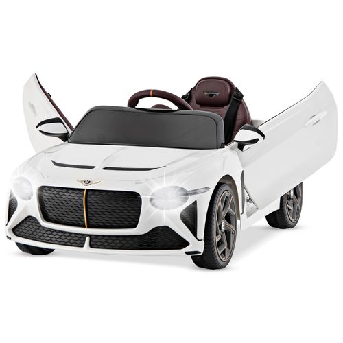 COSTWAY Bentley Elektroauto, 12V Kinderfahrzeug mit Fernbedienung, Licht, Musik, USB, für Kinder ab 3 Jahren (Weiß)