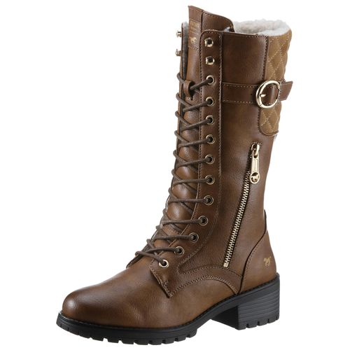 Winterstiefel MUSTANG SHOES Gr. 40, Varioschaft, braun (kastanie) Damen Schuhe mit goldfarbenen Akzenten