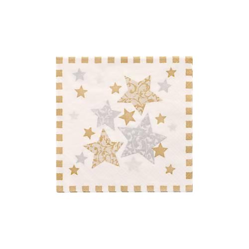 Servietten Popstar Stardust , 3-lagig mit ¼-Falz, 330 x 330 mm, 100 Stück