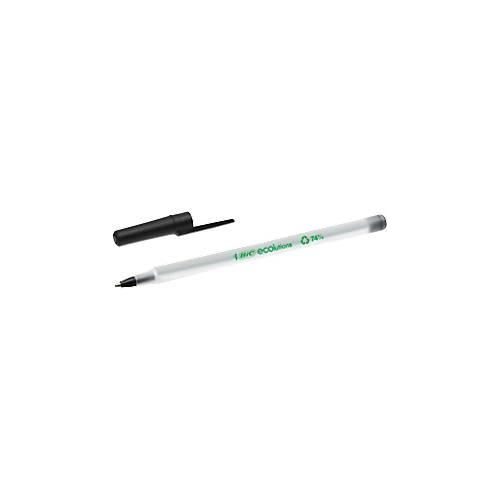 Kugelschreiber mit Kappe BIC® ECOlutions® Round Stic®, 0,4 mm, recycelt, schwarz, 60 Stck.