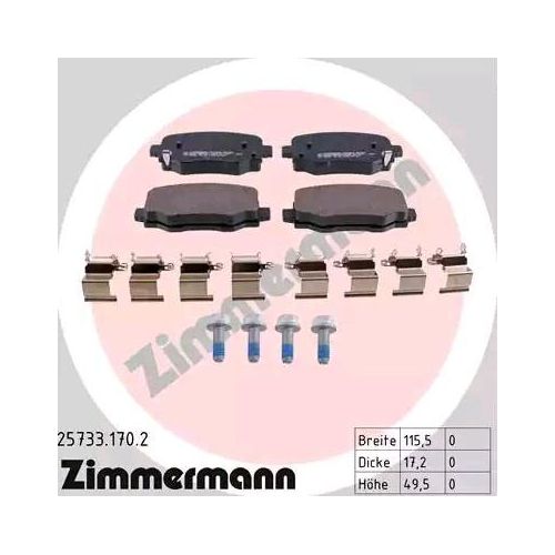 ZIMMERMANN Bremsbelagsatz FIAT,JEEP,ALFA ROMEO 25733.170.2 77367417,77368077,68263132AA 77368788,77369320,877369320,77367145