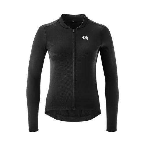 Radtrikot GONSO "SITIVO TRIKOT LONGSLEEVE W" Gr. 40, schwarz Damen Trikots Fahrradtrikot langarm, Full-Zip Trikot, Tight Fit