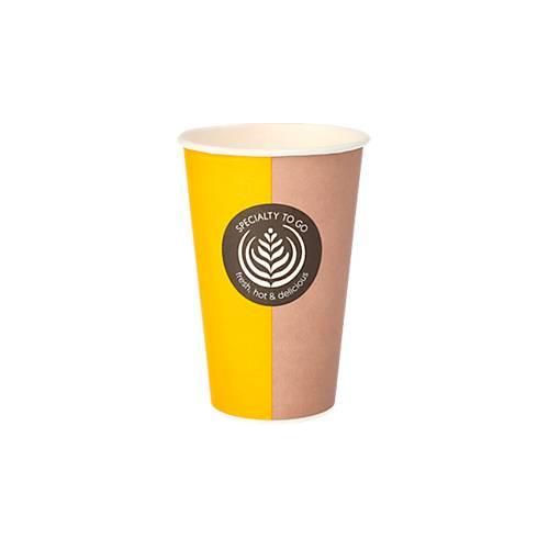 Coffee to go Becher, für 0,3 l, Ø 80 x H 116 mm, bedruckte Pappe, beige-schwarz, 50 Stück