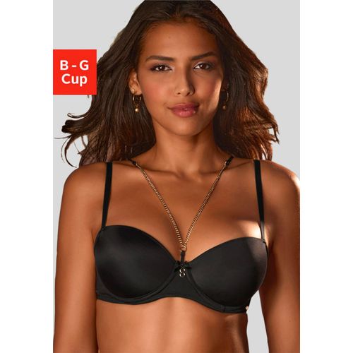 Schalen-BH JETTE Gr. 85, Cup E, schwarz Damen BHs mit extravagantem Schmuckteil, sexy Dessous