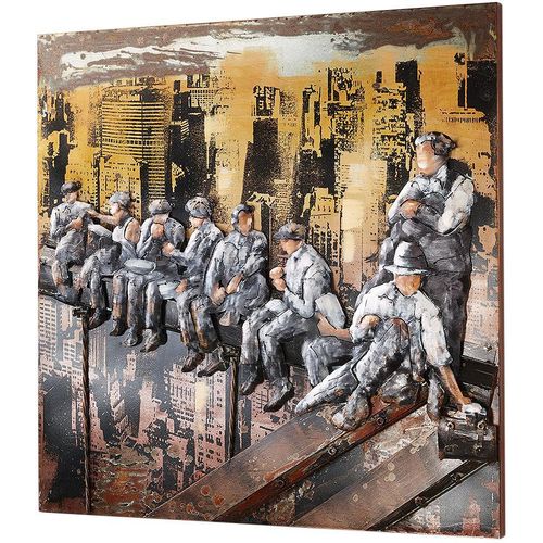 Metallbild LOCKER "3D BAUARBEITER NY" Bilder Gr. B/H/T: 90cm x 90cm x 5cm, bunt