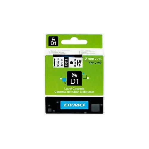 DYMO® Schriftbandkassette D1 45013, 12 mm breit, weiß/schwarz