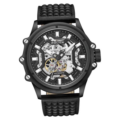 Police Leder Herren Uhr Analog Armband schwarz Police Luang D2UPOE1601801