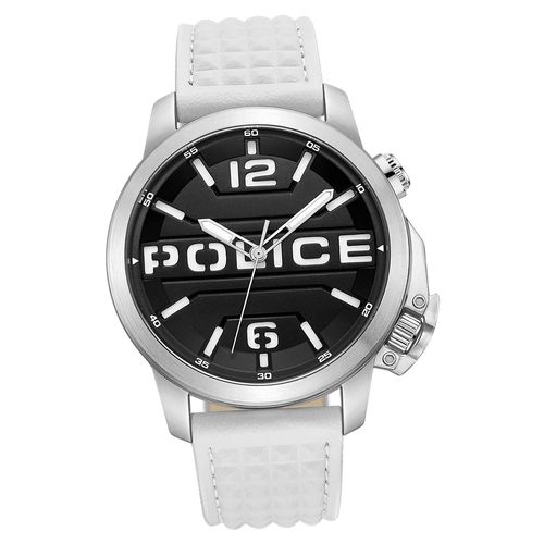 Police Leder Herren Uhr Analog Armband weiß Police Automated D2UPOD0021704