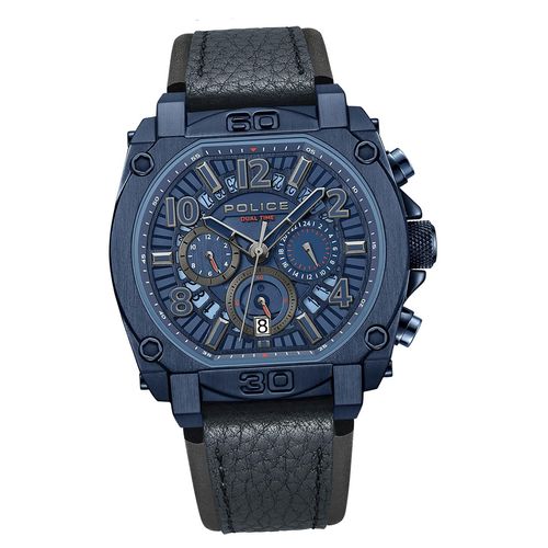 Police Leder Herren Uhr Multifunktion Armband dunkelblau Police Norwood D2UPOF0021904