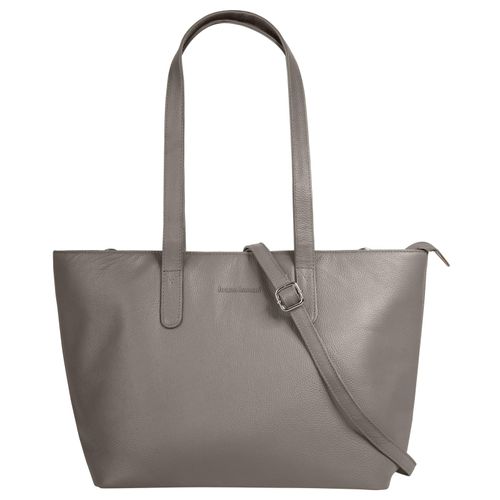 Shopper BRUNO BANANI, Damen, Gr. B/H/T: 30cm x 25cm x 14cm onesize, grau, Leder, unifarben, leicht glänzend, Taschen, echt Leder