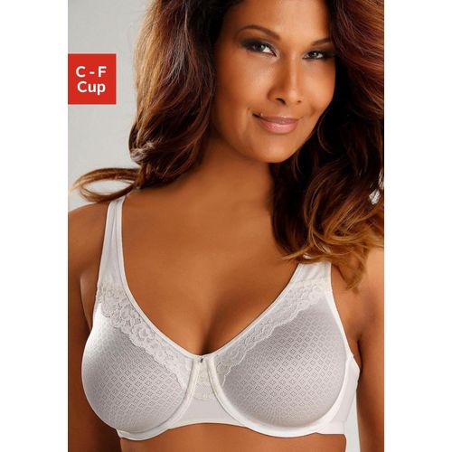 Minimizer-BH NUANCE, Damen, Gr. 75, Cup F, beige (creme), Netz, Spitze, Obermaterial: 85% Polyamid, 15% Elasthan, klassisch, BHs, mit Spitzenborte