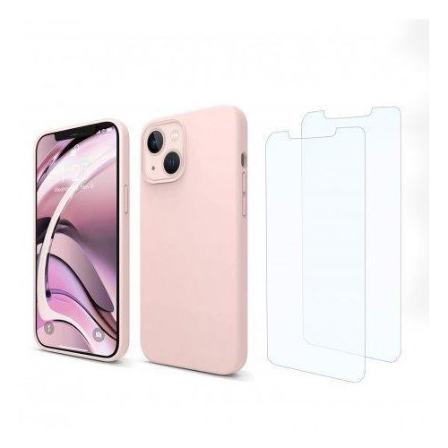 Hülle iPhone 13 und 2 schutzfolien - Silikon - Rosa